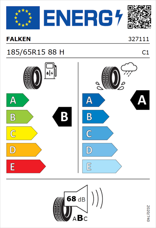 Tyre Label for Falken Sincera SN832a Ecorun 185/65R15 88H
